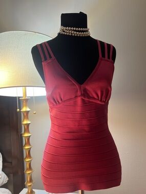 Herve Leger Red Bandage Tank Top